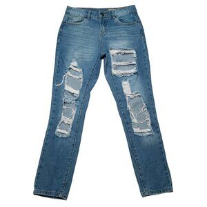 TFS TwentyFourSeven Jeans Womens 29 Blue Straight Mid Rise Destroyed Tag 34